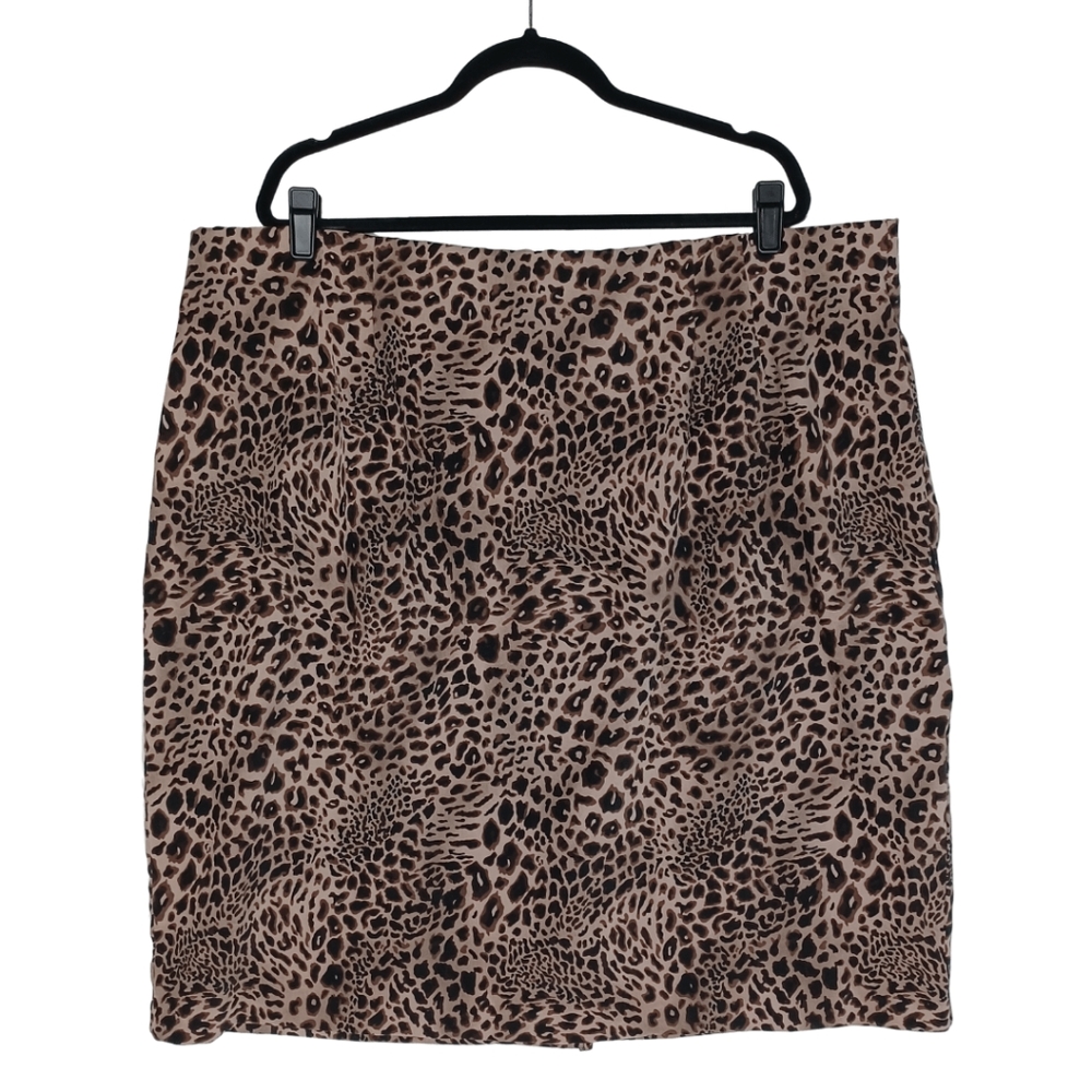 AVENUE Leopard Animal Print Brown Skirt Size 26